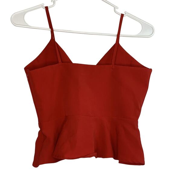 Missguided Top Womens 0 Red Cropped Flutter Waist Spaghetti Straps Side Zipper - Picture 5 of 10
